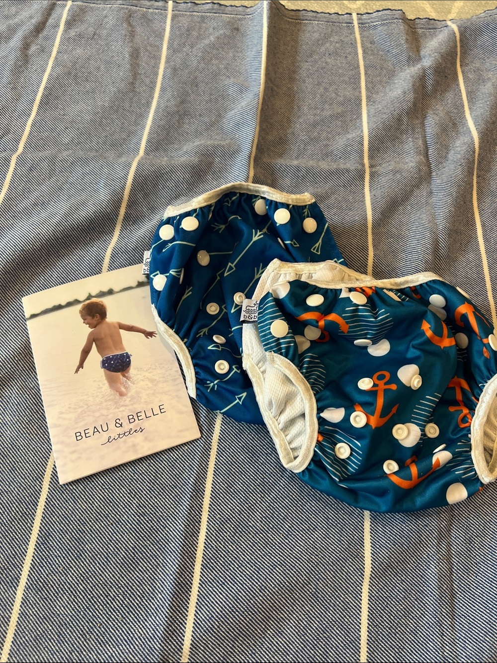 Reusable Swim Diaper - Blue Anchor Print and blue arrow